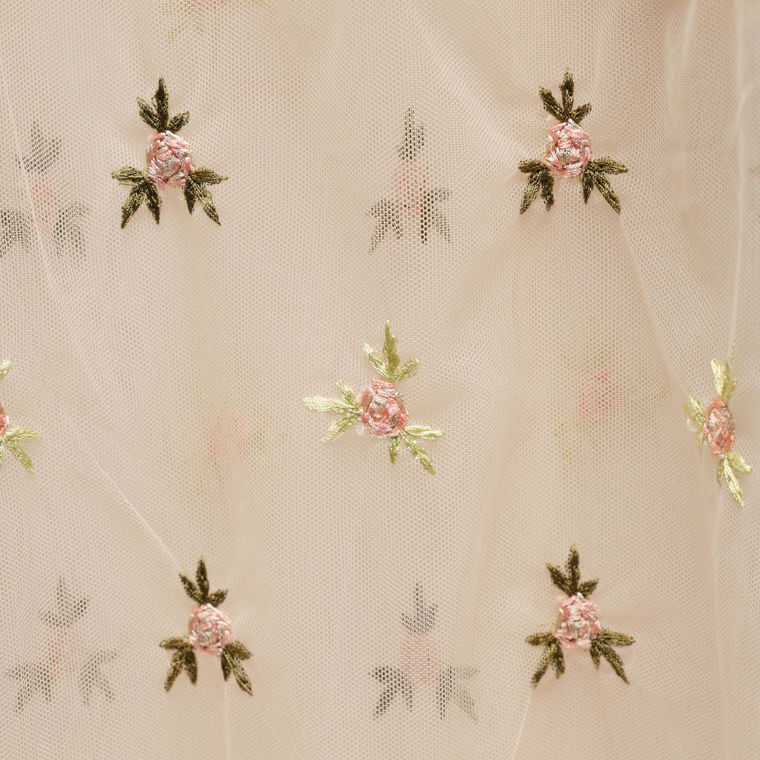 Rosebud Embroidered Tulle Midi Skirt