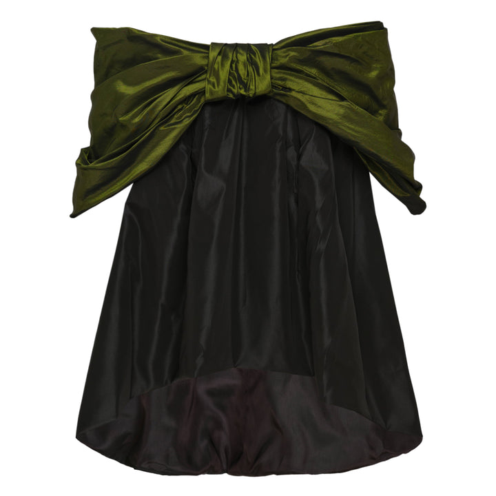Gathered Bow Taffeta Top