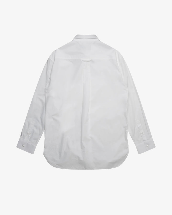 Simone Rocha white cotton Lace Up Hem Easy Shirt with pointed collar, button-through front and corset-style lace-up panel at the hem - view 2