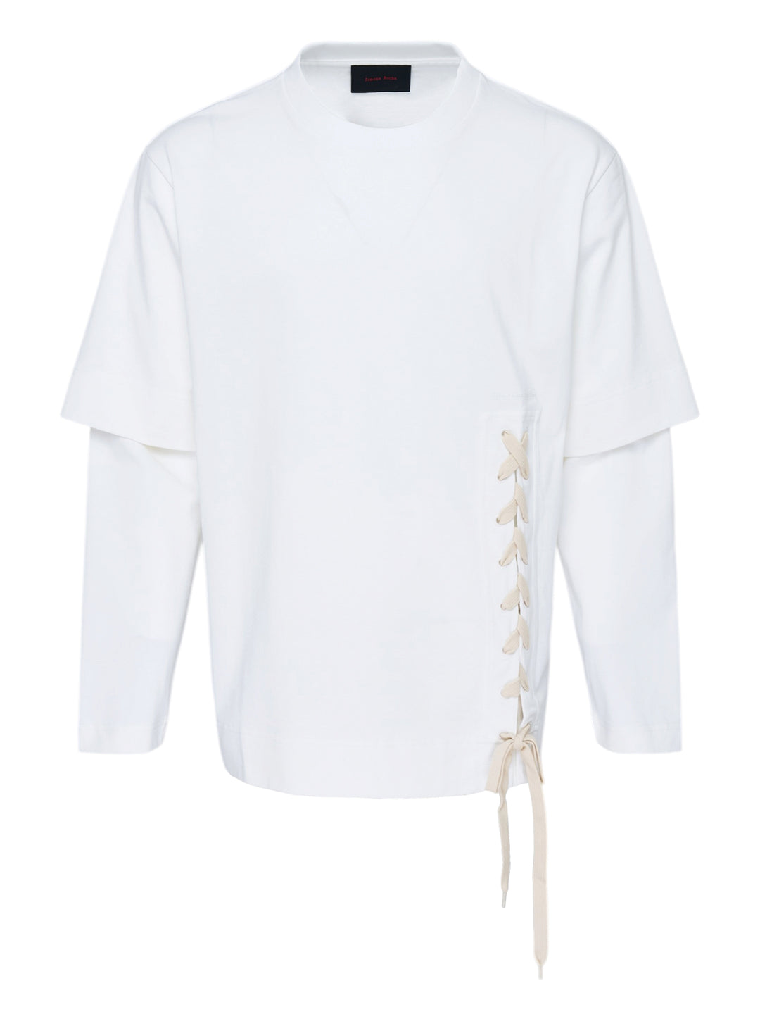 Simone Rocha Lace Up Hem Layered Long Sleeve Tee
