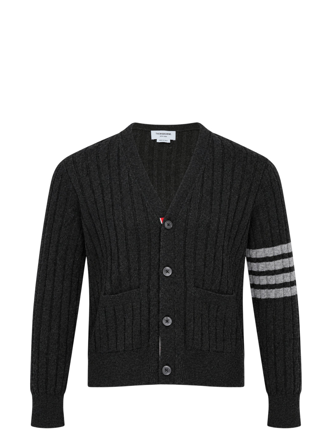 Thom Browne Cable Stitch Relaxed Fit V-Neck Cardigan