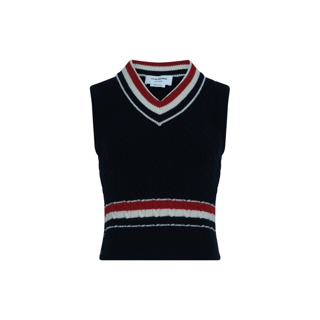 Baby Cable V-Neck Cricket Vest