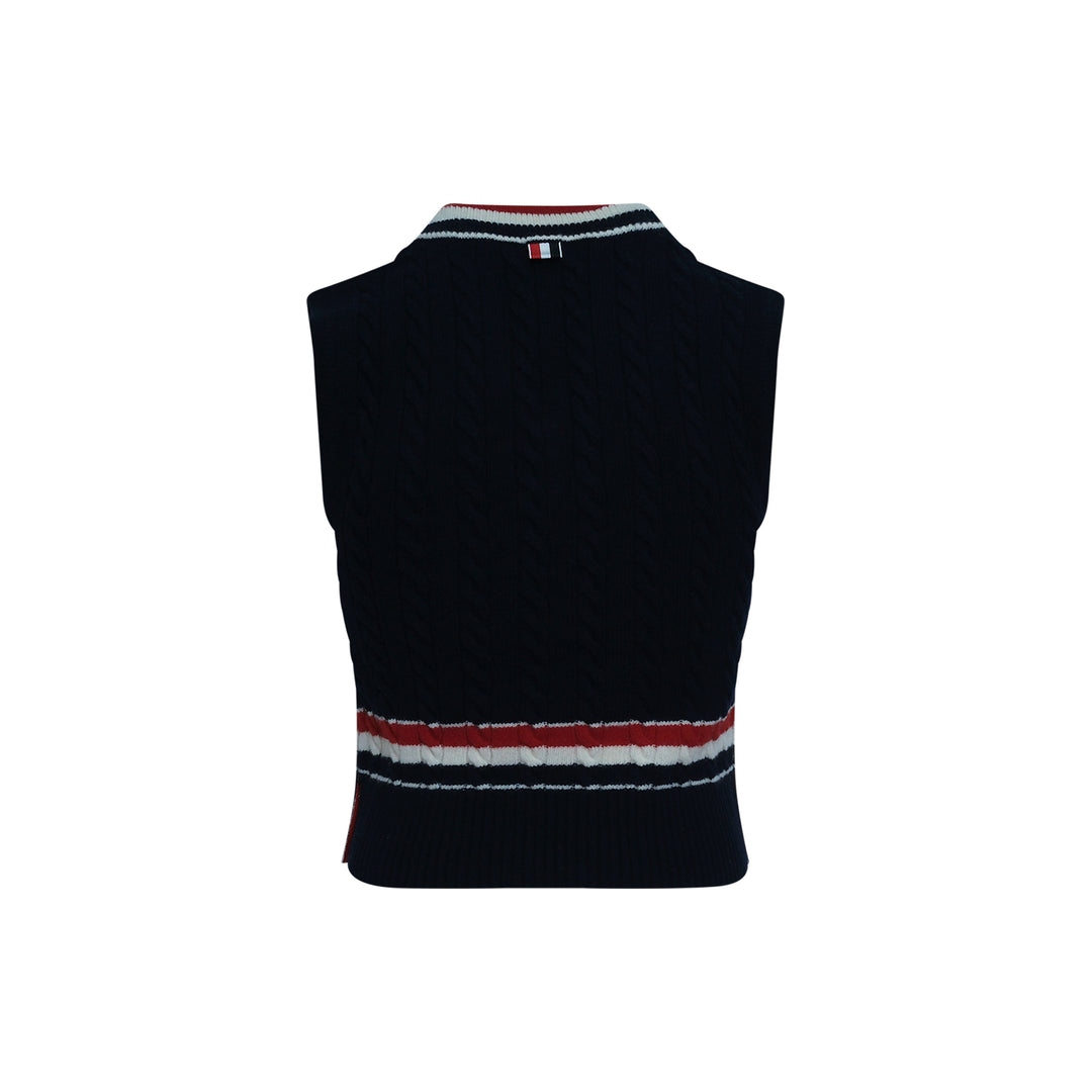 Baby Cable V-Neck Cricket Vest