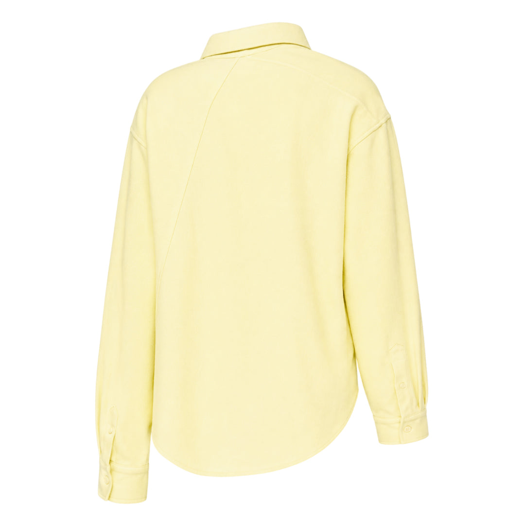 pushBUTTON butter yellow relaxed long-sleeve shirt with spread collar, tonal button-front closure, and chest patch pocket - view 2