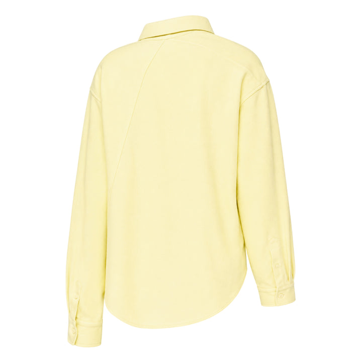 pushBUTTON butter yellow relaxed long-sleeve shirt with spread collar, tonal button-front closure, and chest patch pocket - view 2