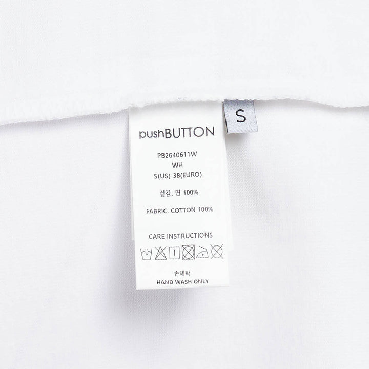 White Straight Neck Long Sleeve Tee