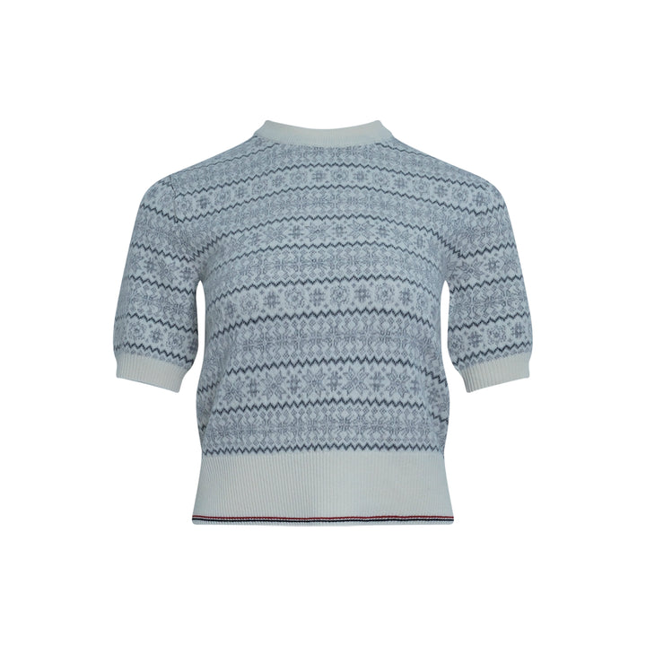 Snowflake Fair Isle Short Sleeve Knit Top