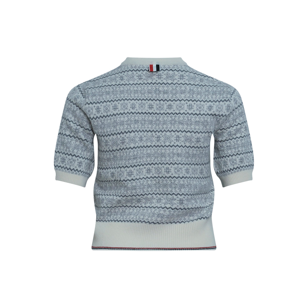 Snowflake Fair Isle Short Sleeve Knit Top