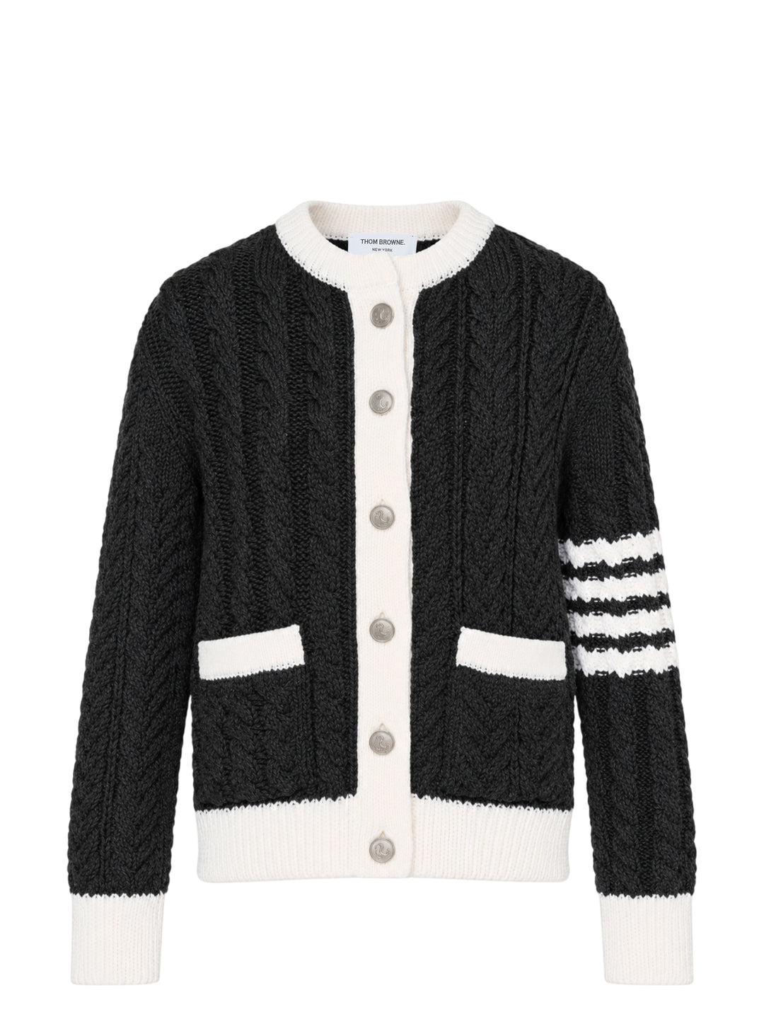 Aran Cable Crew Neck Cardigan