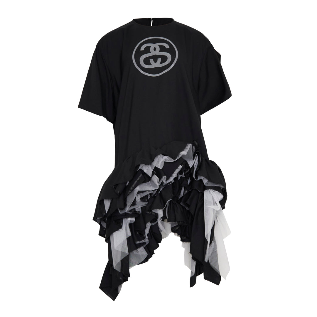 Graphic Ruffled Hem Dress