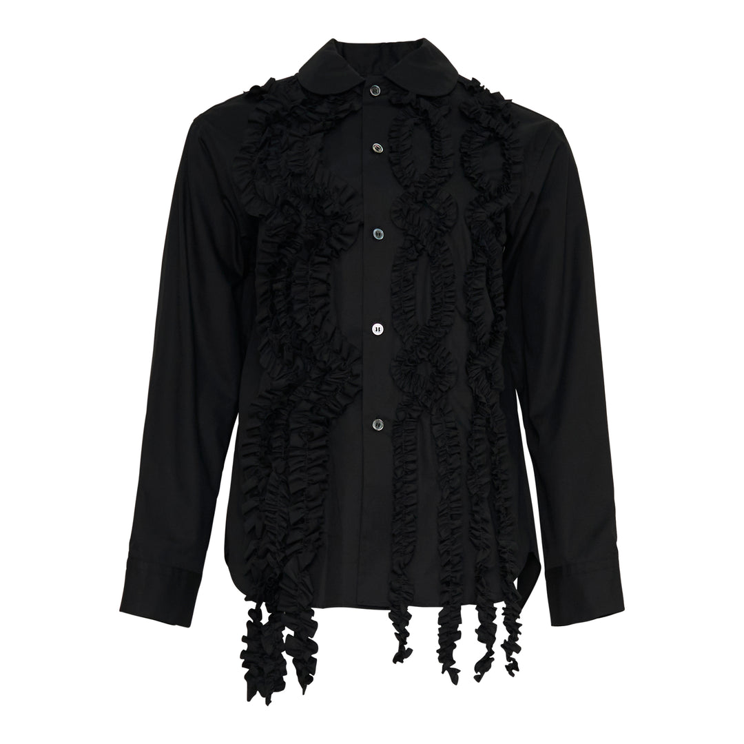 Ruffle Front Cotton Shirt