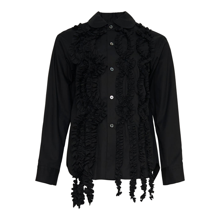 Ruffle Front Cotton Shirt