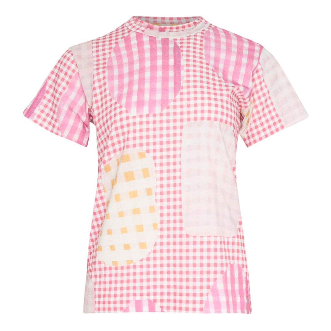 Gingham Patchwork Short Sleeve Tee