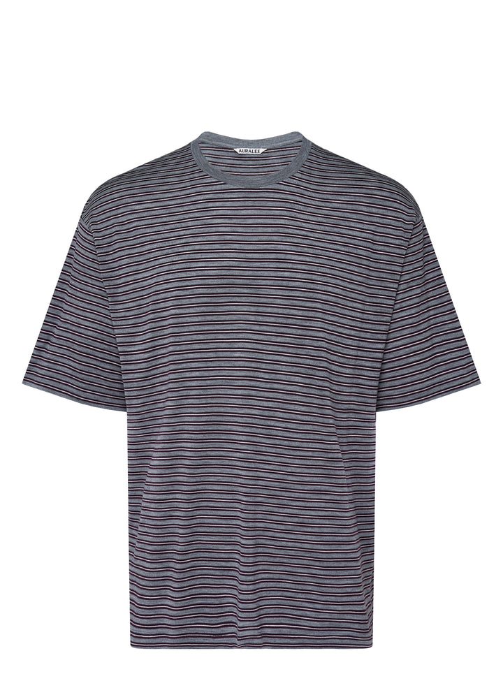 AURALEE Soft Smooth Wool Stripe Jersey Tee