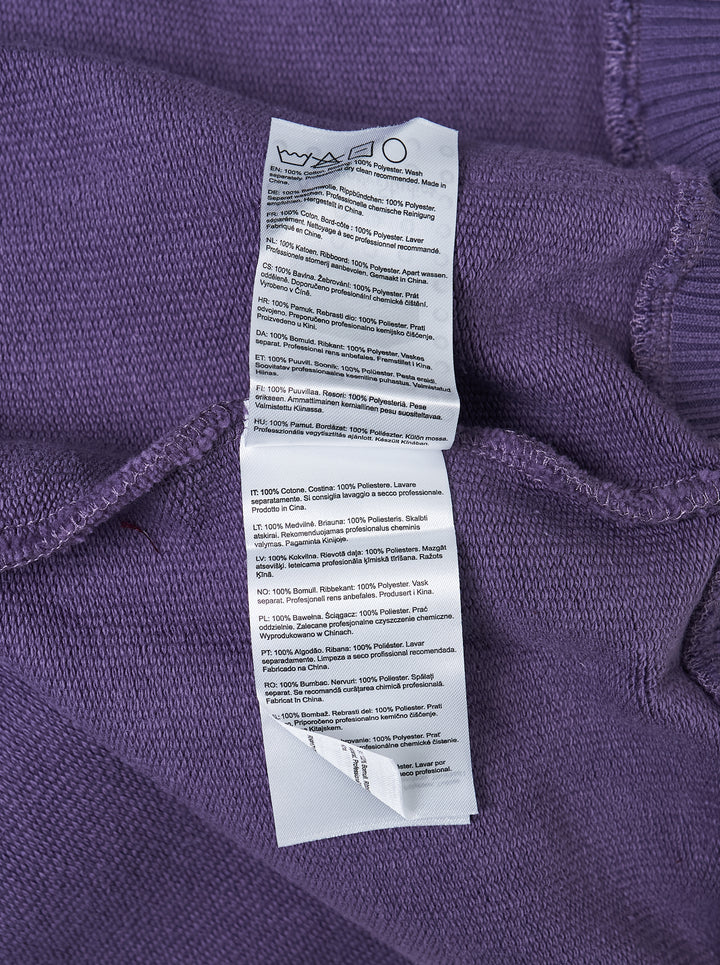 KidSuper Studios Allover Eye Zip Hoodie in lilac with burgundy raw-edge eye appliqués, drawstring hood and kangaroo pocket - view 3
