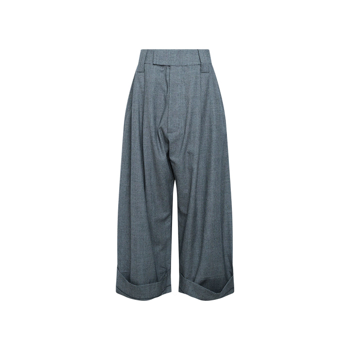 Wide Leg Plaid Trousers