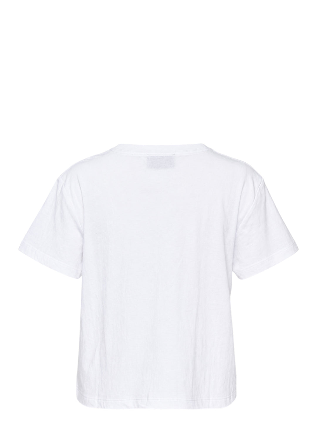Ashley Williams white graphic tee featuring the Ashley & William cartoon characters — two blonde figures standing together under a red umbrella — with 'Ashley & William' printed in red text below - view 2