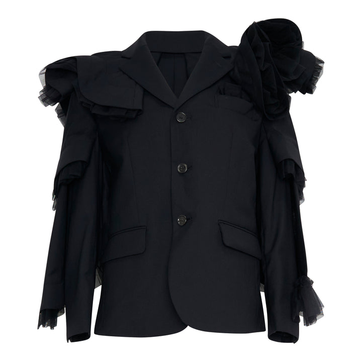 Tulle Ruffle Tailored Blazer