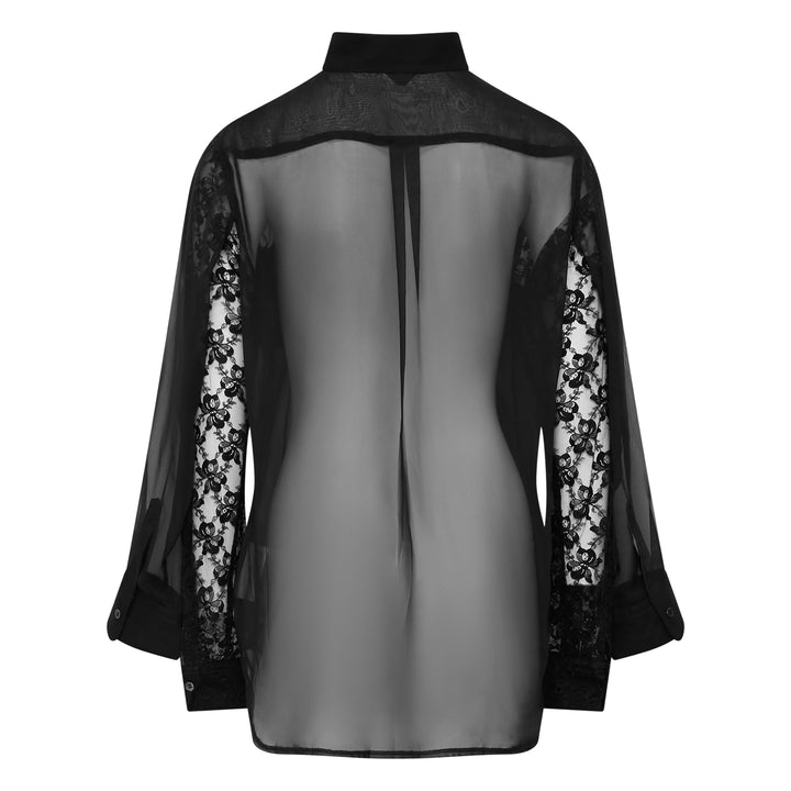 Sheer Lace Panel Blouse