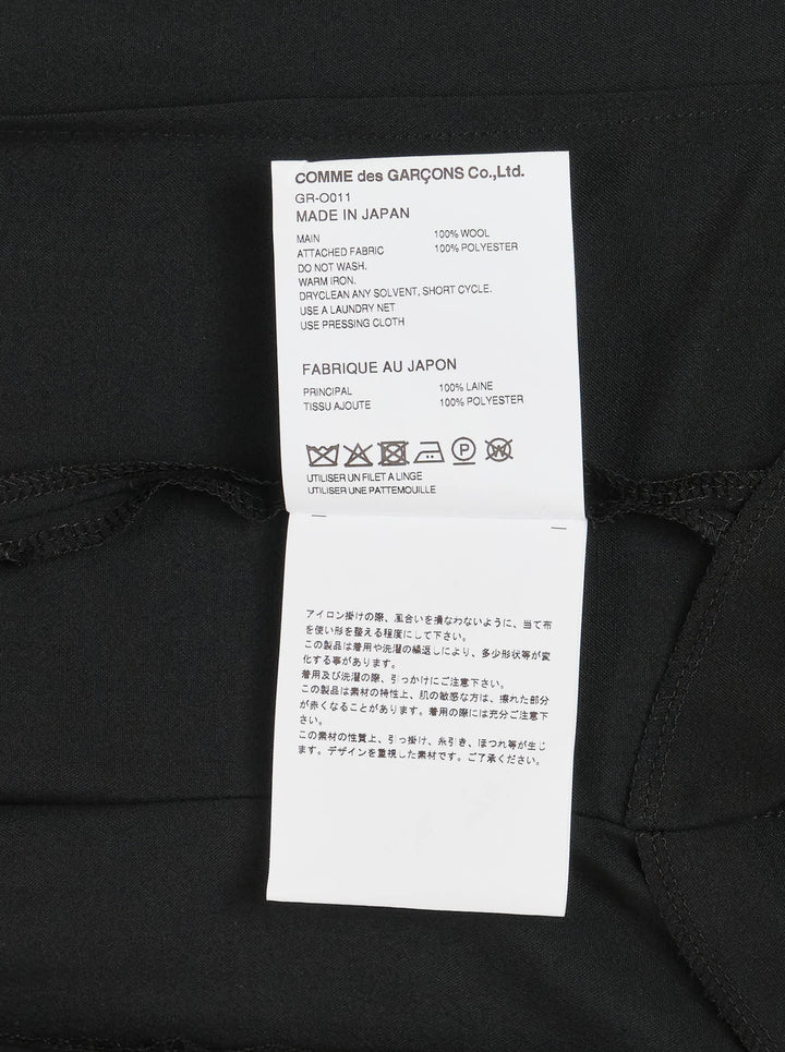 Comme des Garçons black georgette midi dress with sheer draped cape sleeves, round neckline and handkerchief-style hem - view 3