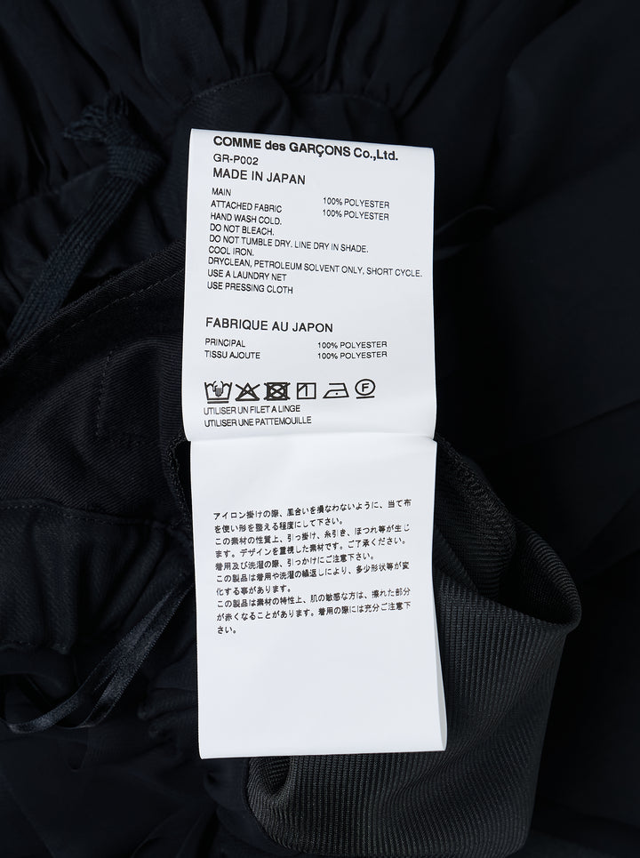 Comme des Garçons black asymmetric layered pleated midi skirt with elasticated waist and cascading ribbon-like sheer panels - view 3