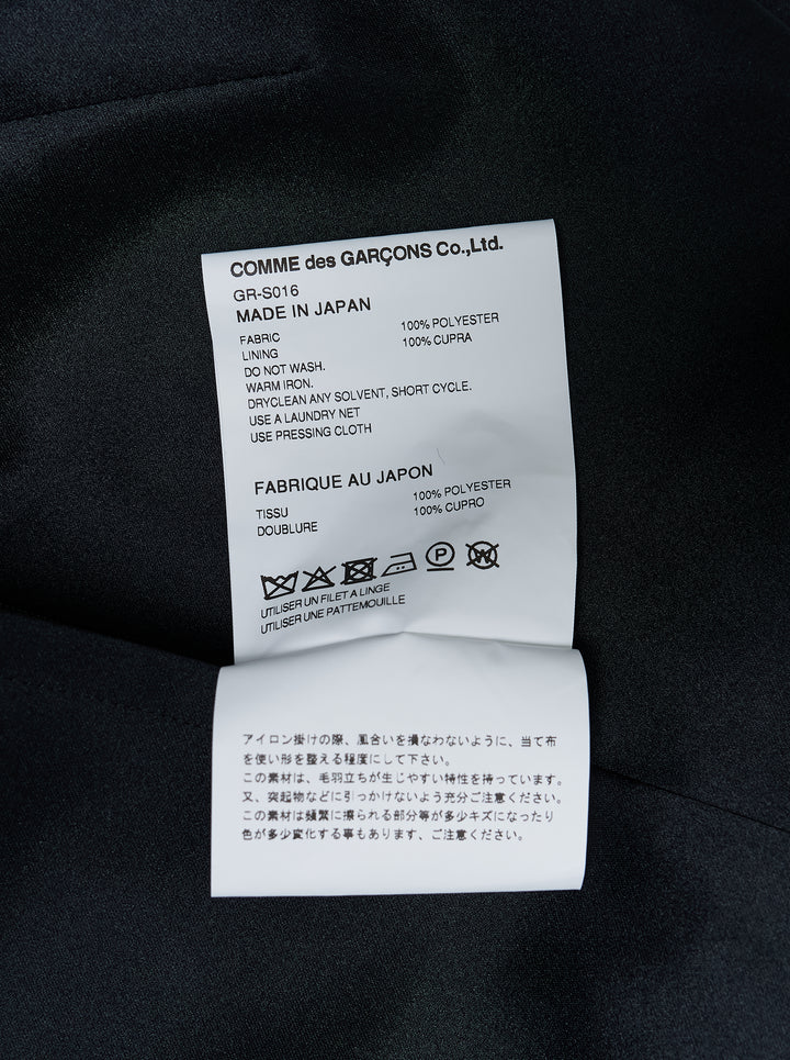 Comme des Garçons black asymmetrical draped midi skirt with pleated waist and flowing satin-finish fabric - view 3