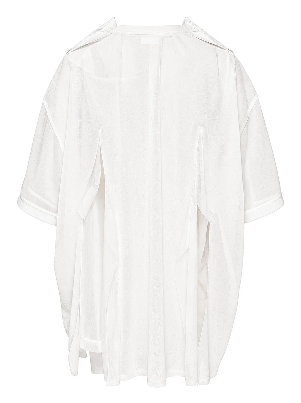Comme des Garçons white asymmetrical panelled tee with draped fabric panels cascading from the shoulders and sides, crew neckline, short sleeves - view 2