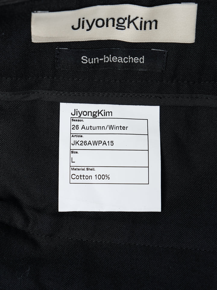 JiyongKim sun-bleached black shorts with belted waist, detachable zip pocket and oversized flap cargo pockets - view 4