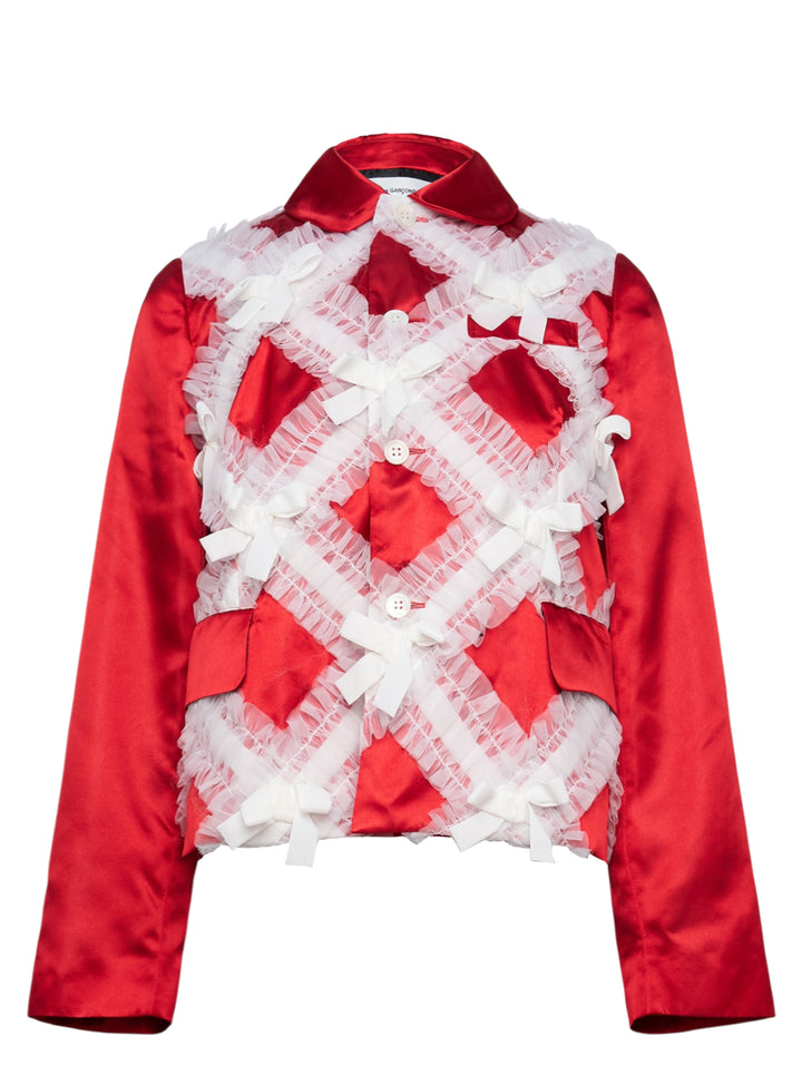 COMME des GARCONS GIRL Satin Criss-Cross Ruffle Jacket