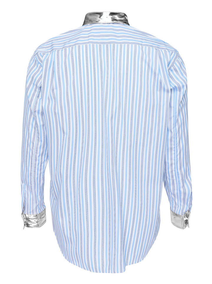 COMME des GARCONS SHIRT Striped Metallic Gold Collar Shirt - view 2