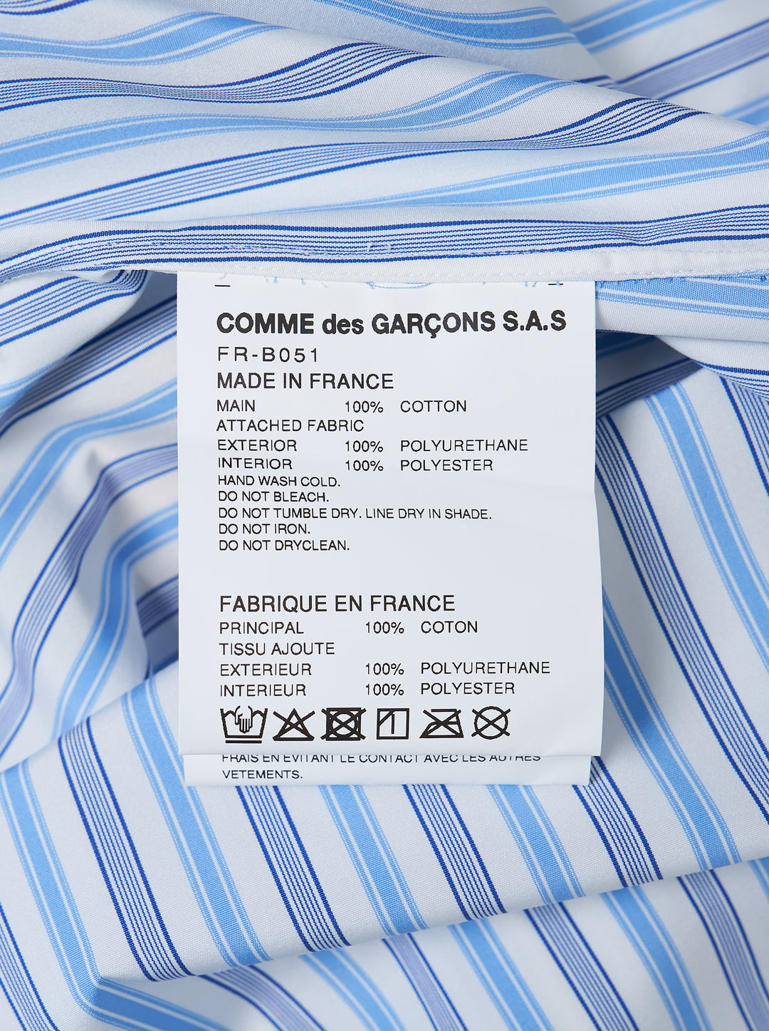 COMME des GARCONS SHIRT Striped Metallic Gold Collar Shirt - view 3