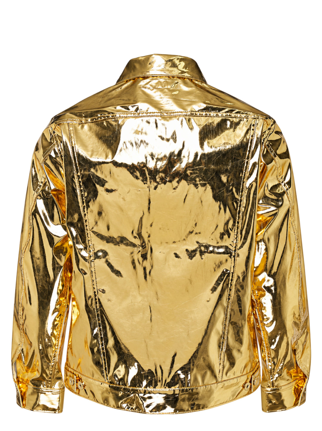 Comme des Garçons Shirt metallic gold trucker jacket with button-through front, chest flap pockets and pointed collar - view 2