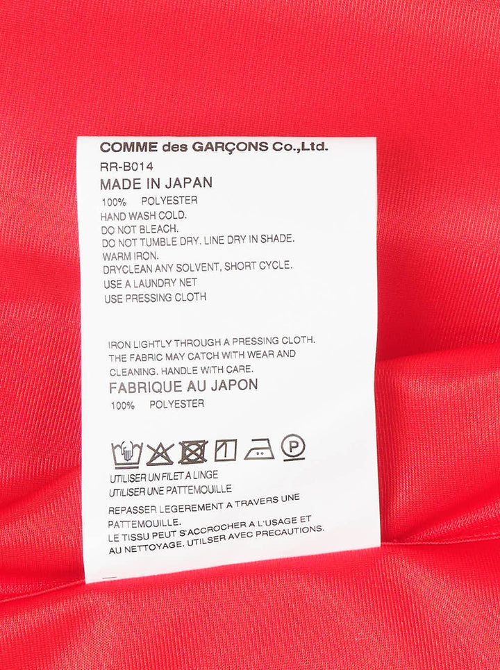 Red semi-sheer long-sleeve button-down shirt with a rounded collar, white buttons and a chest pocket by Comme des Garçons Comme des Garçons - view 3