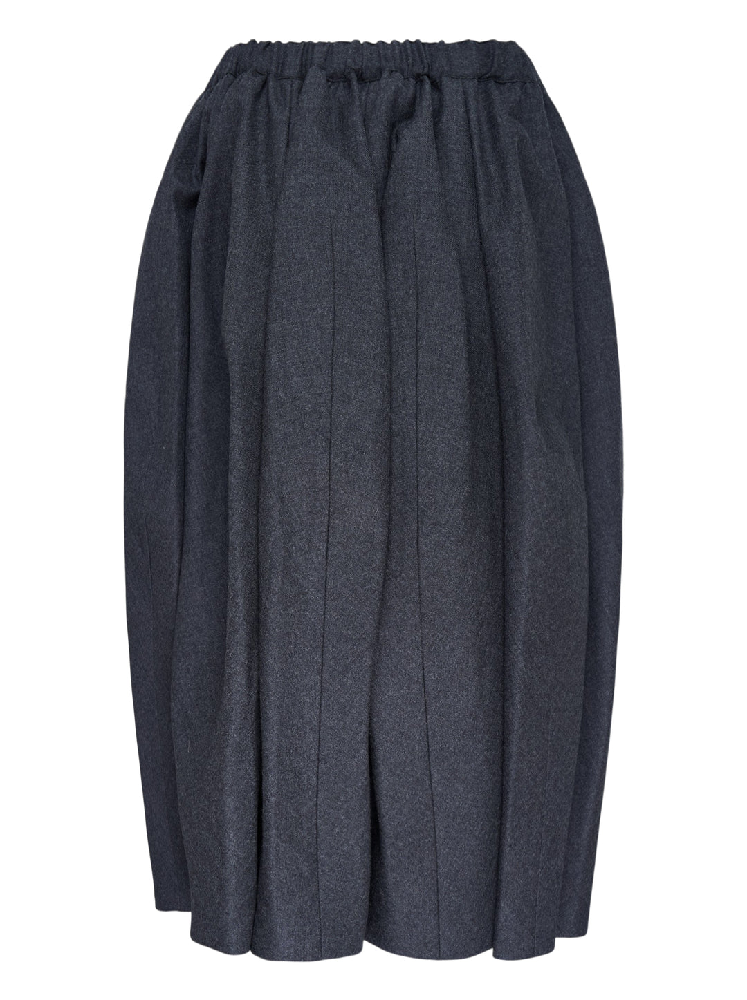 Comme des Garçons Comme des Garçons voluminous cocoon midi skirt in charcoal grey with elasticated drawstring waist and gathered sculptural silhouette, displayed flat on white background - view 2