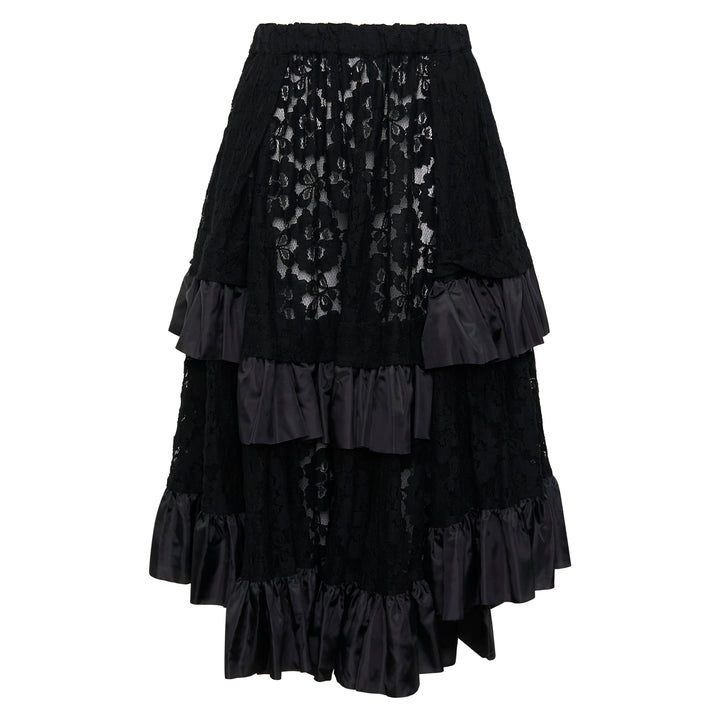 Lace Ruffle Midi Skirt
