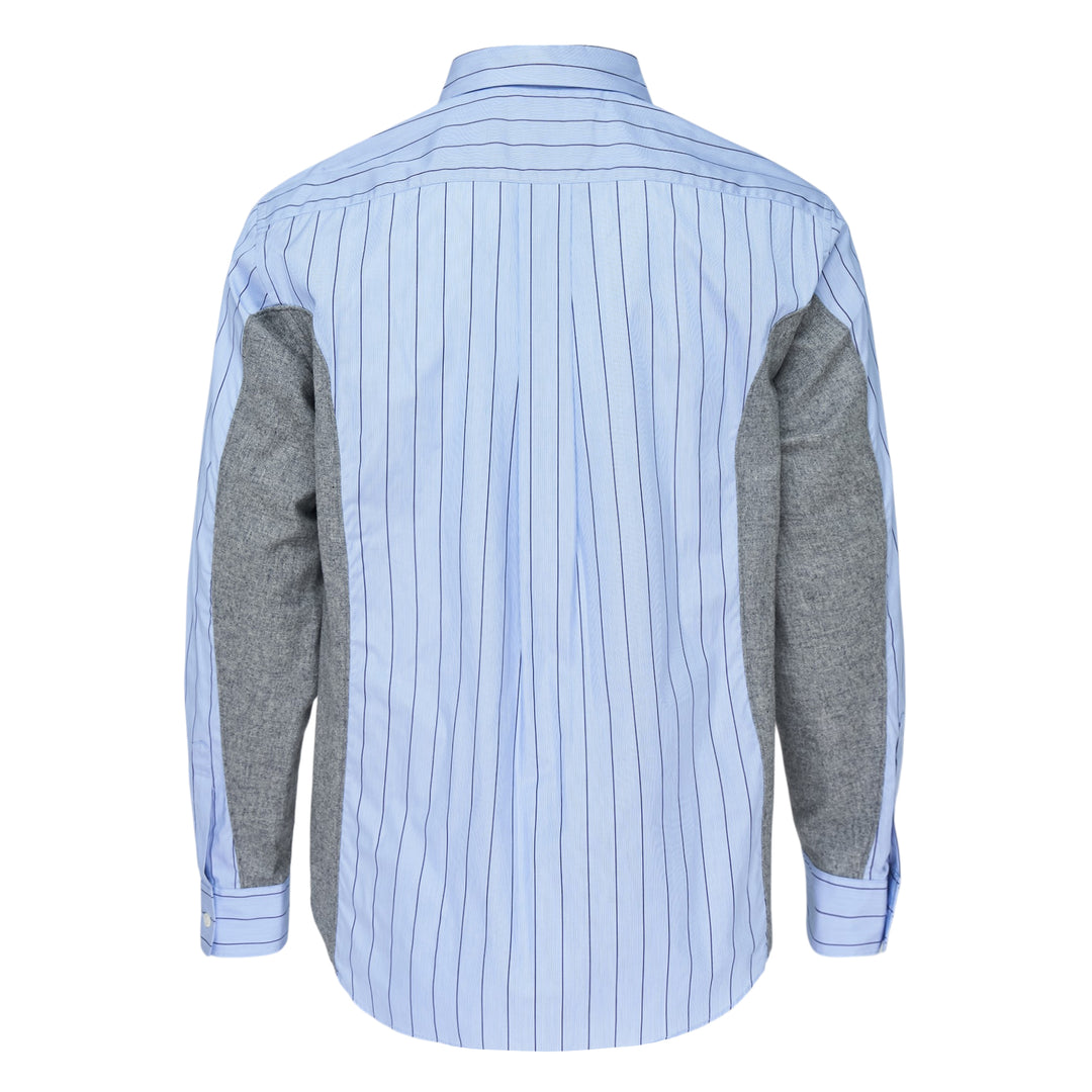 Cotton Stripe Wool Panel Long Sleeve Shirt