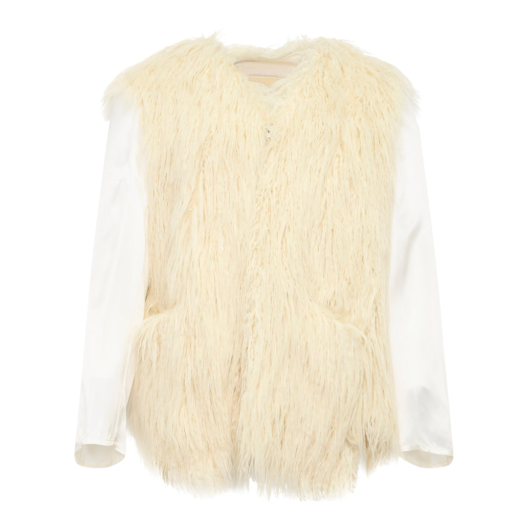 Faux Fur Contrast Sleeve Jacket