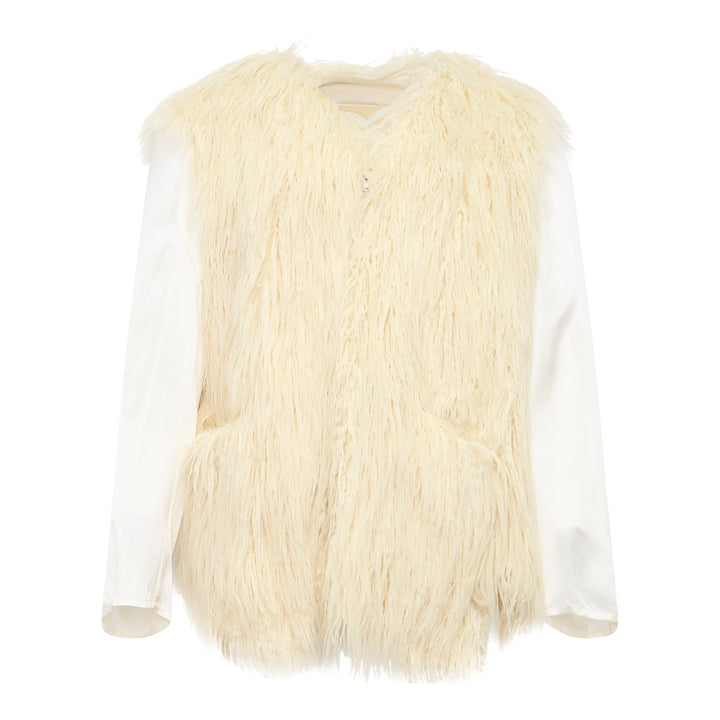 Faux Fur Contrast Sleeve Jacket