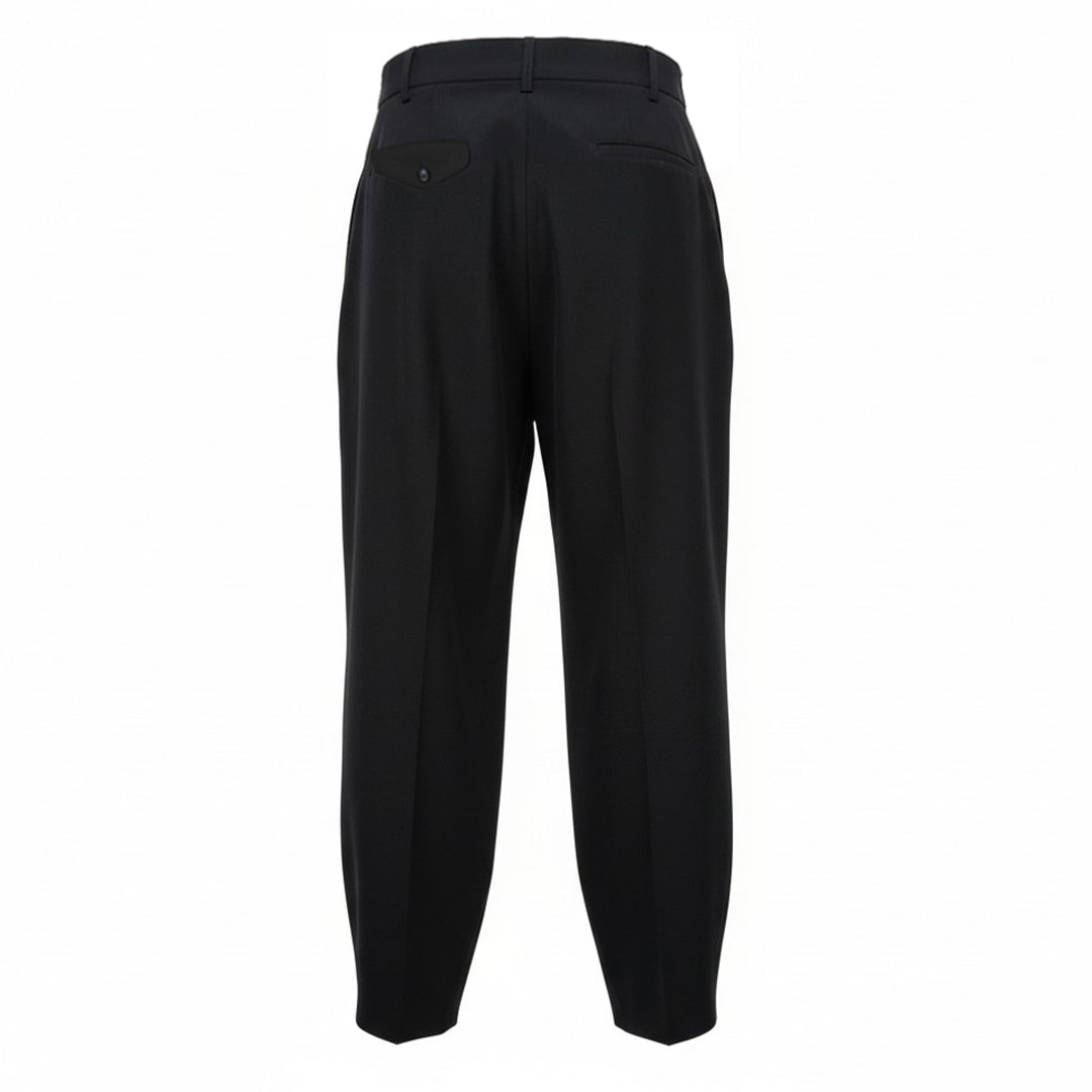 Comme des Garçons Homme Plus wool gabardine double-pleat high-rise tapered trousers in dark charcoal, flat lay on white background - view 2