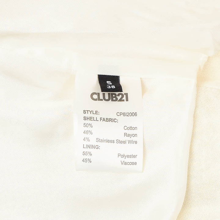Back view of Club21 Collection Steel Wire Cotton Rayon Coat in black, showing satin-like fabric, spread collar, elasticated ribbed hem, and long sleeves with buttoned cuffs