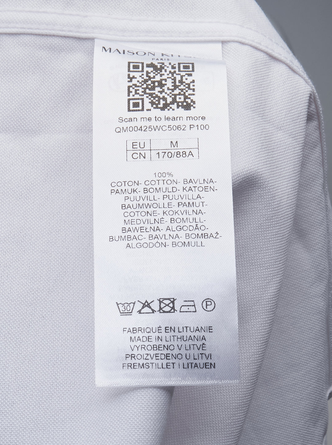 Maison Kitsuné Profile Fox Casual Long Sleeve Shirt in white with burgundy fox embroidery at the chest and button-down collar - view 3