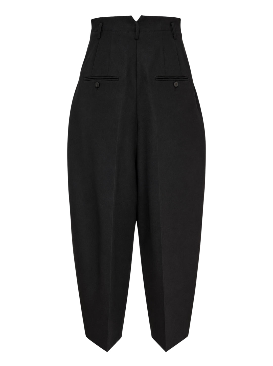 Jacquemus Le Pantalon Miami black high-waisted trousers with a curved wide leg and cropped tapered hem, front view - view 2