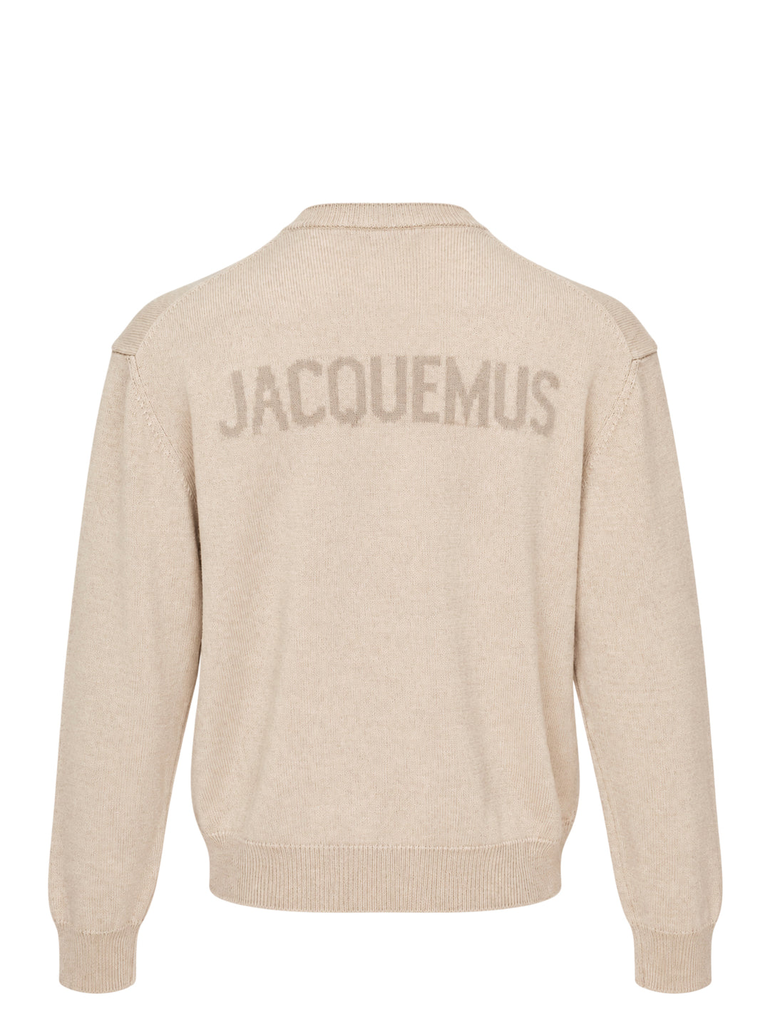 Jacquemus Le Cardigan Moulin in beige knit with a collarless neckline and dark tortoiseshell-effect front buttons - view 2