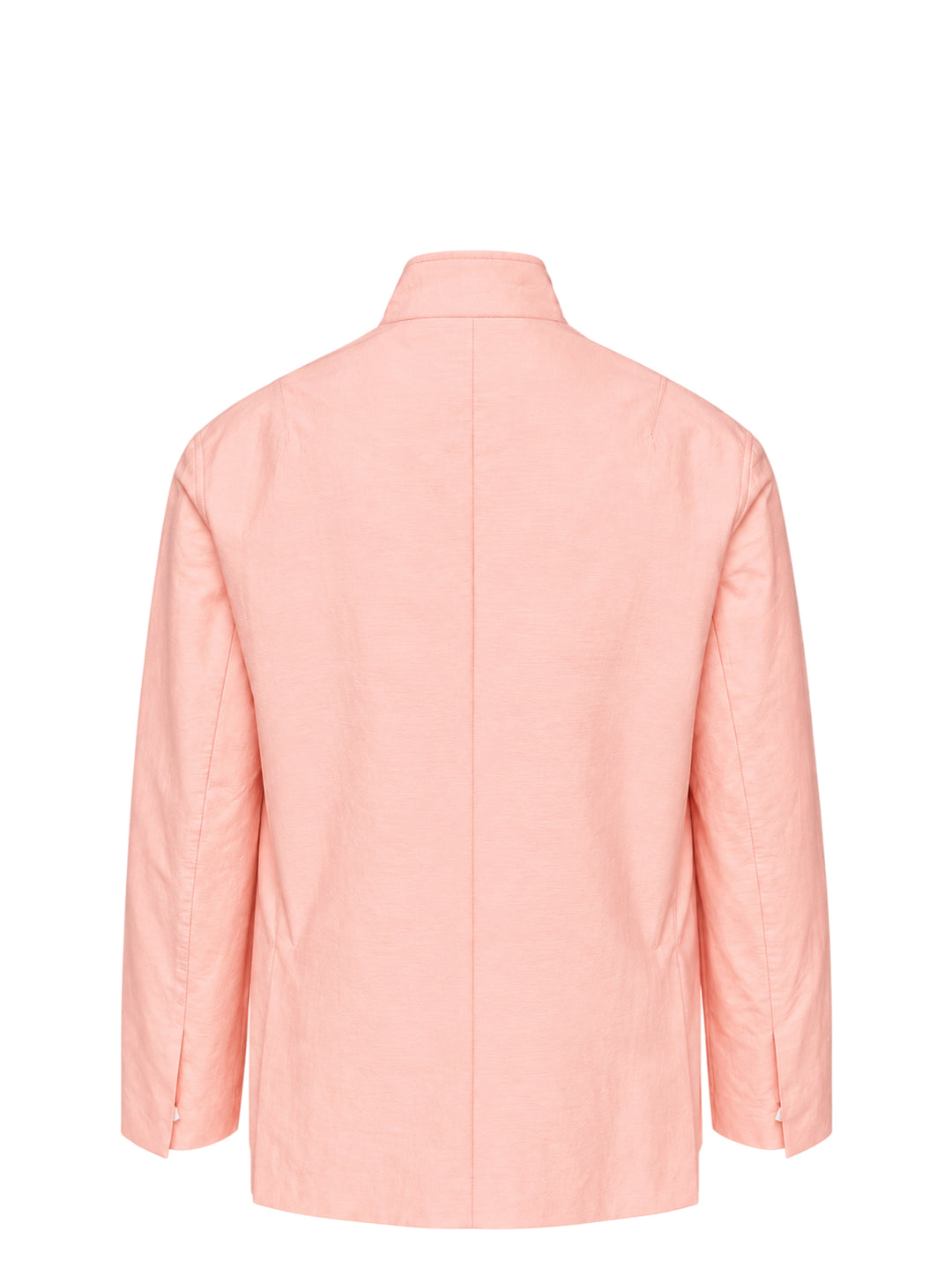Jacquemus La Veste Palmier pink stand-collar jacket with black contrast piping, three mother-of-pearl buttons and a curved hem - view 2