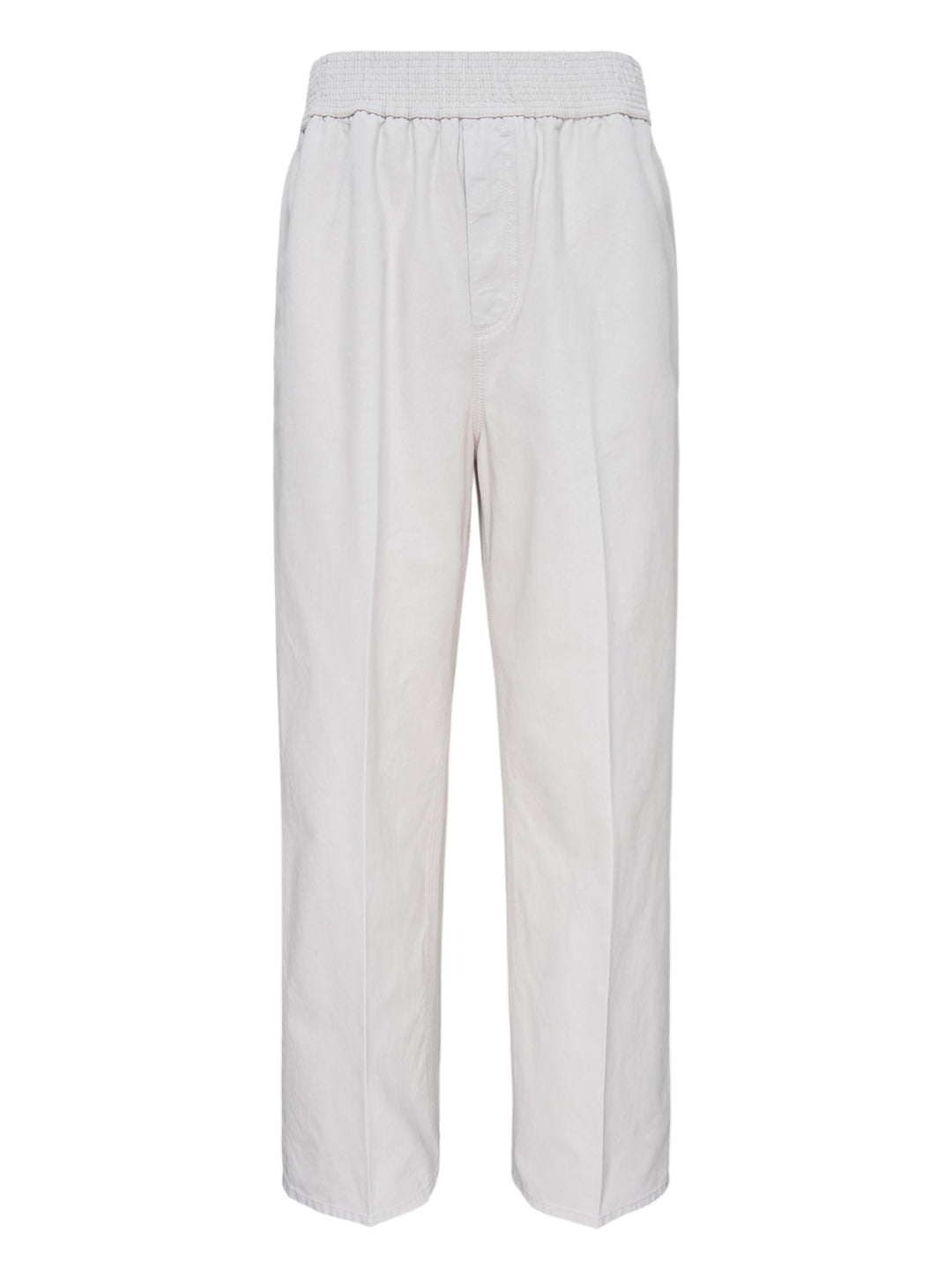 Jacquemus Le De-Nîmes Miami stone pants with smocked elasticated waistband and straight leg, front view