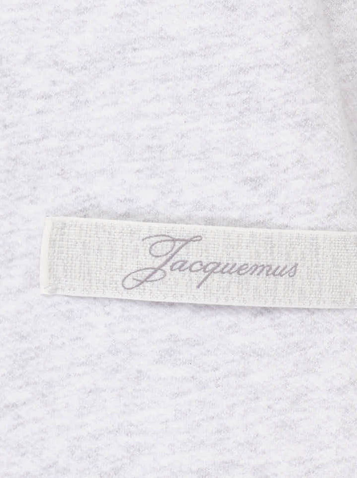 Jacquemus Le Polo Ruban in heather grey with a pointed collar, two-button placket and woven ribbon label at the hem - view 3
