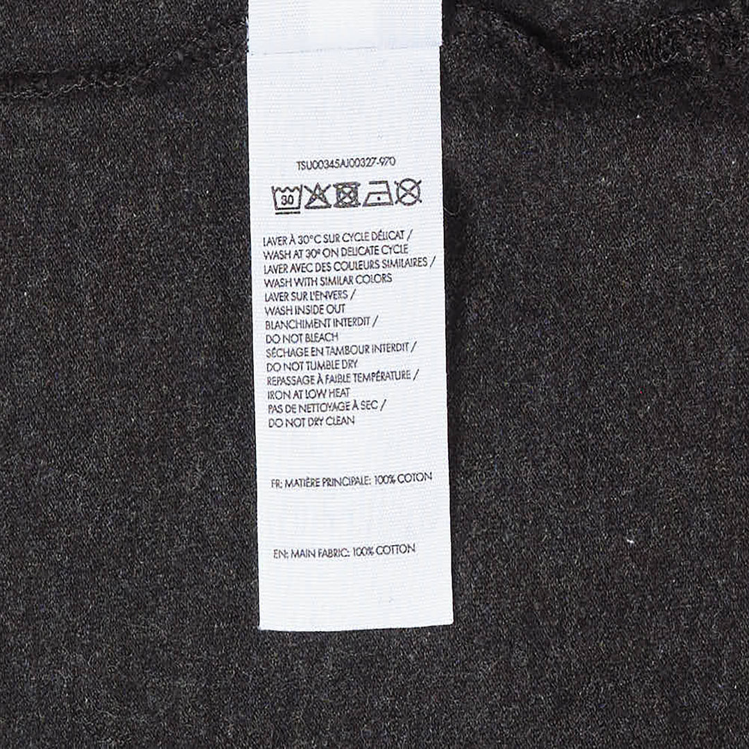 Jacquemus Le T-Shirt Ruban in charcoal grey, featuring a boxy silhouette, crew neckline, and a tonal signature woven label patch at the chest - view 3
