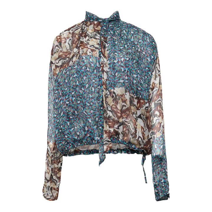 Standing Collar Printed Blouse