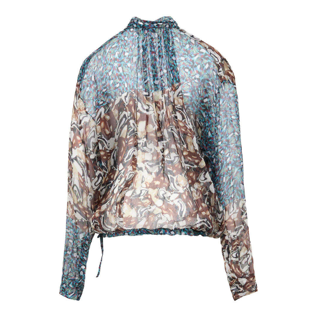 Standing Collar Printed Blouse