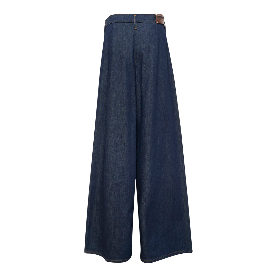 Pleated Wide-Leg Jeans